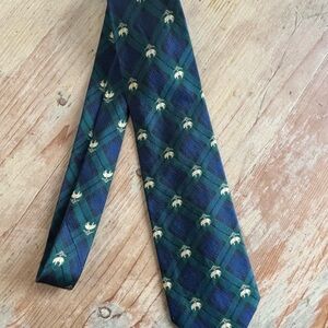Brooks Brothers Green and Blue Tartan Plaid Logo Men's Tie